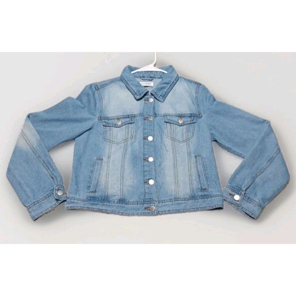 CI SONO Denim Jacket Womens Large L Medium Wash Blue Jean Trucker Coat Y2K